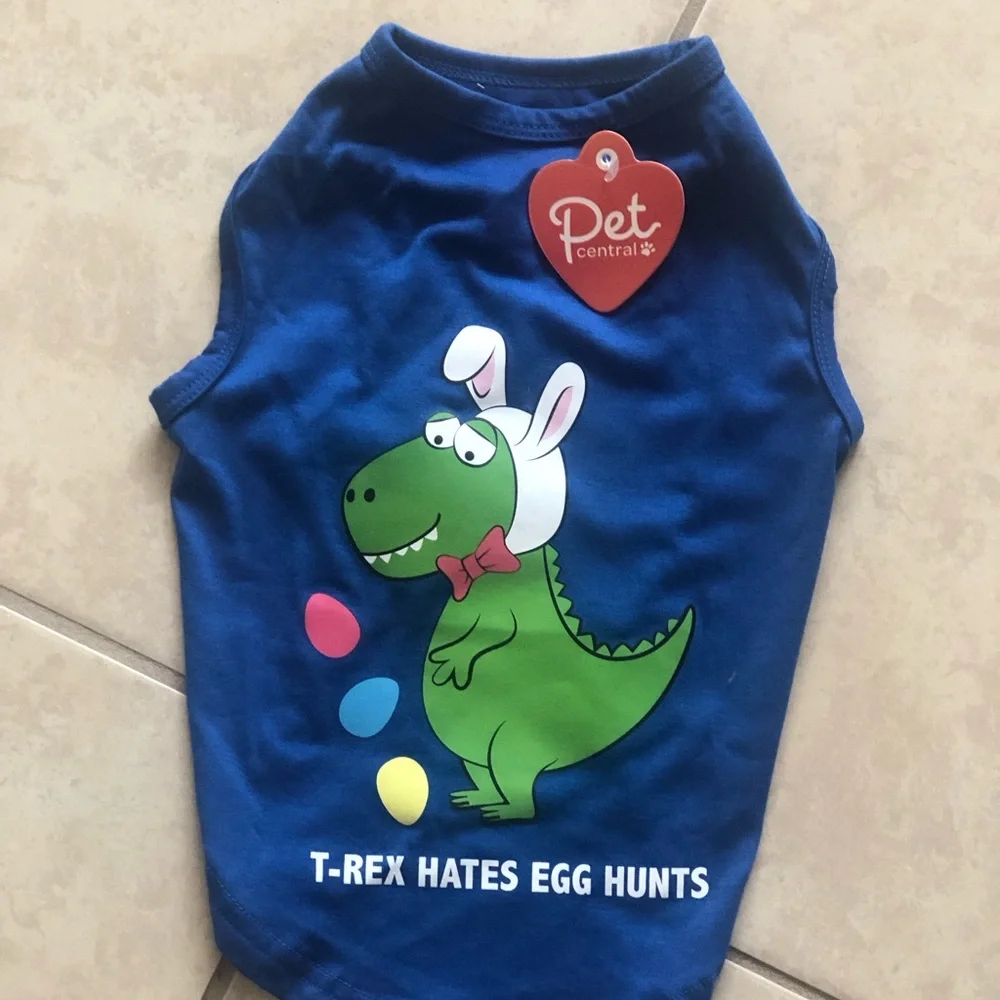 🐰 NWT lot of Easter small pet wear T Rex t shirt and 3 bunny ears total 4 pieces